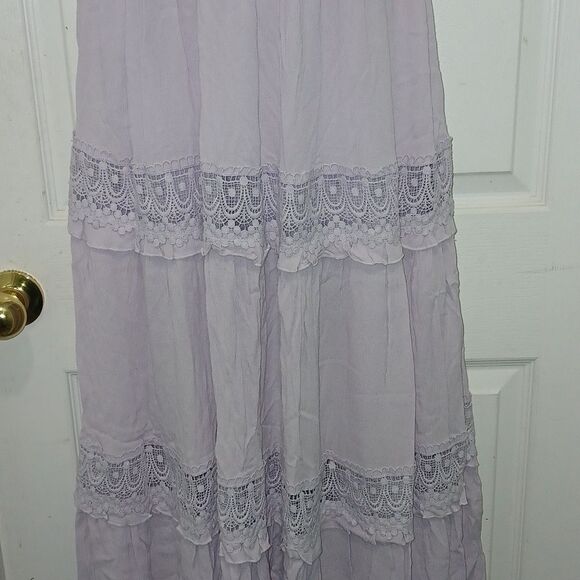 Mable Savanna Maxi Sleeveless Lace Inserts Plunging Neckline Boho Dress Sz M NWT - Picture 3 of 9